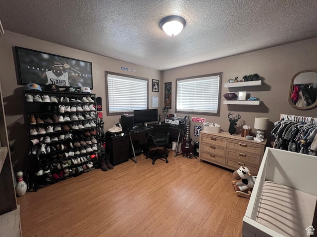 174 N 500 E, Logan, UT 84321 - home office with light wood-style floors and a textured ceiling
