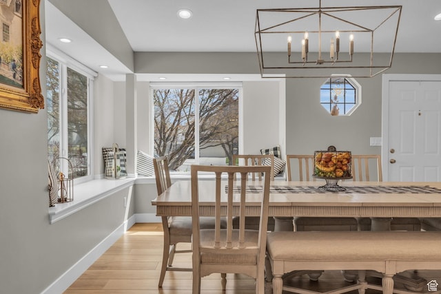 945 E Diana Way, Sandy, UT 84094 - dining space with recessed lighting, light wood-style flooring, baseboards, and an inviting chandelier