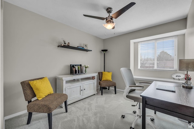 945 E Diana Way, Sandy, UT 84094 - home office featuring light colored carpet, baseboards, and ceiling fan