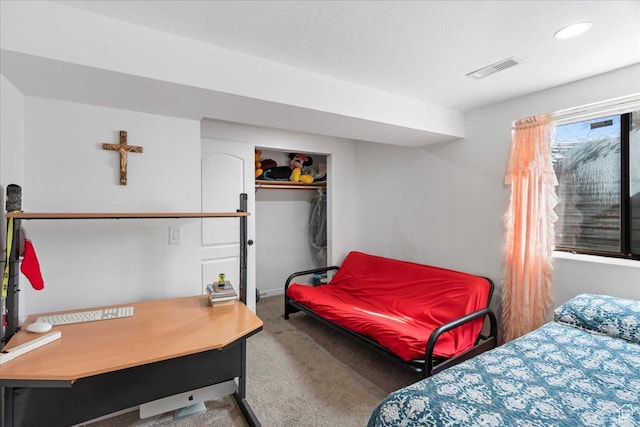 1107 E 2450 N, Layton, UT 84040 - bedroom with recessed lighting, visible vents, a closet, and carpet floors