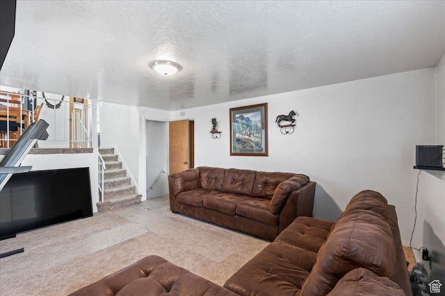 1107 E 2450 N, Layton, UT 84040 - carpeted living area with a textured ceiling and stairs