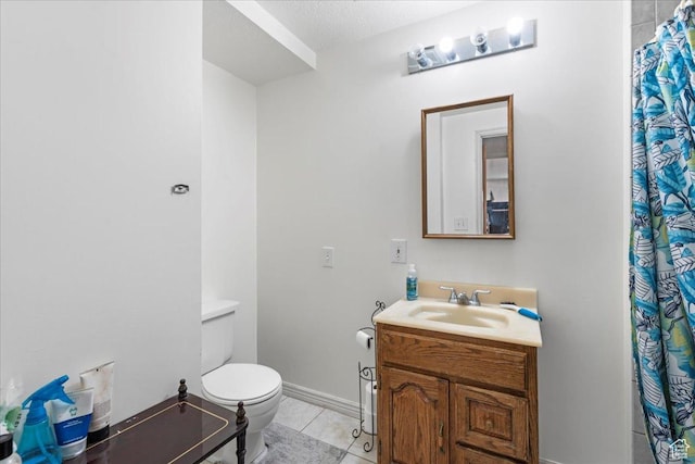 1107 E 2450 N, Layton, UT 84040 - bathroom with tile patterned flooring, curtained shower, vanity, and toilet