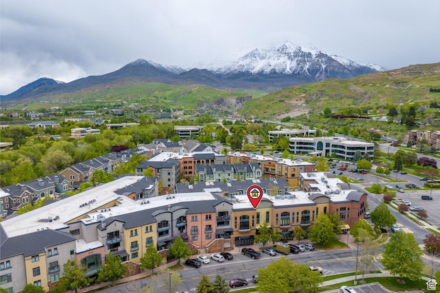 aerial view featuring a mountain view