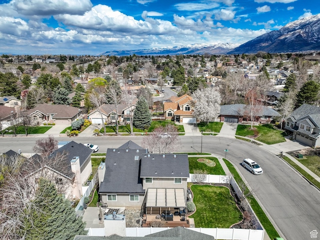 bird's eye view with a mountain view and a residential view