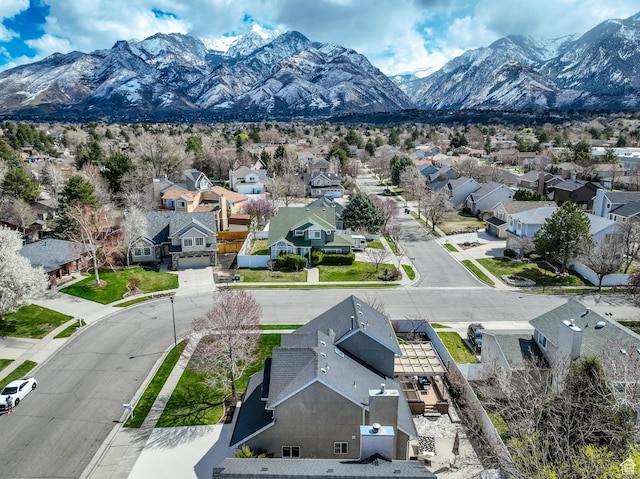 bird's eye view with a mountain view and a residential view