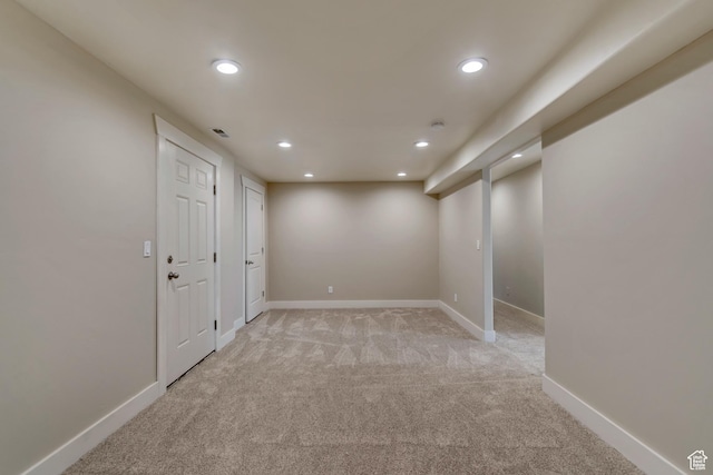 1135 Grandview Dr, Providence, UT 84332 - finished below grade area featuring recessed lighting and light colored carpet