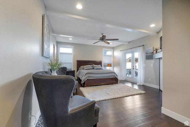 1737 E 6850 S, Uintah, UT 84405 - bedroom featuring french doors, multiple windows, baseboards, recessed lighting, and dark wood-style flooring