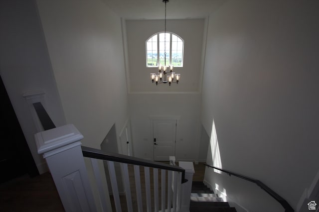 198 N 600 E, Hyrum, UT 84319 - staircase with an inviting chandelier and a towering ceiling