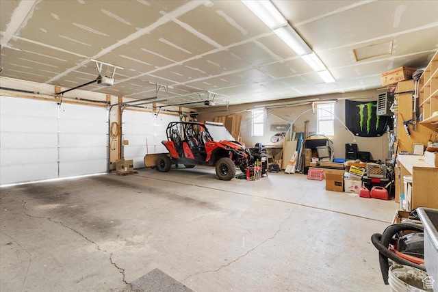 garage with a garage door opener