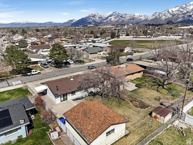 bird's eye view featuring a mountain view and a residential view