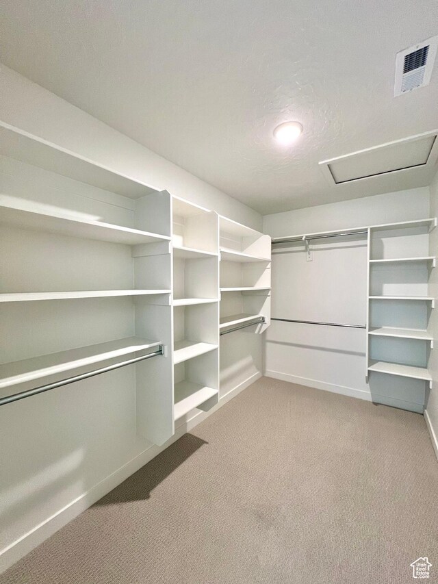 6293 W Jackson Crest Way, Herriman, UT 84096 - spacious closet featuring visible vents, attic access, and light carpet