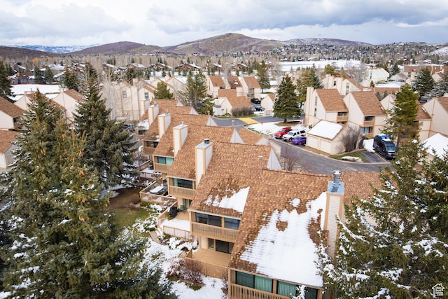 118 Davis Ct, Park City, UT 84060 - snowy aerial view featuring a mountain view and a residential view