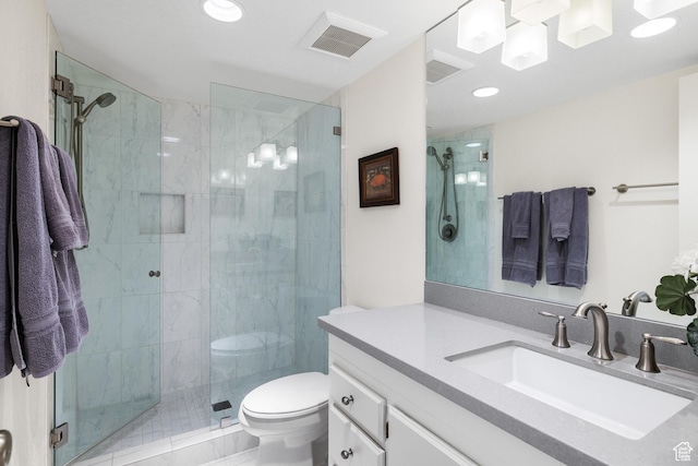 118 Davis Ct, Park City, UT 84060 - full bath featuring visible vents, toilet, a shower stall, and vanity