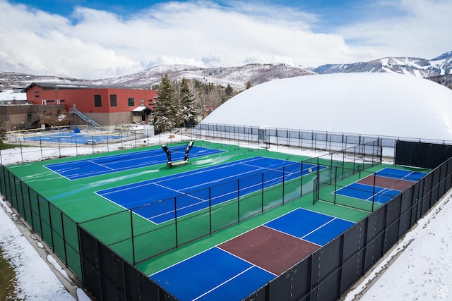 118 Davis Ct, Park City, UT 84060 - view of sport court with a mountain view and fence