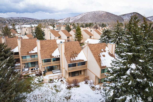 118 Davis Ct, Park City, UT 84060 - snowy aerial view featuring a mountain view and a residential view