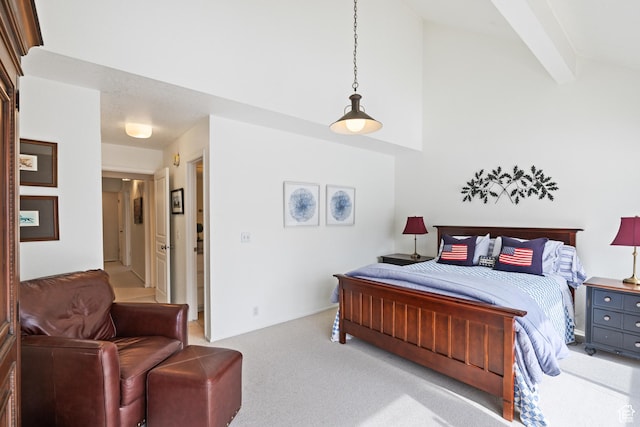 118 Davis Ct, Park City, UT 84060 - carpeted bedroom with lofted ceiling with beams