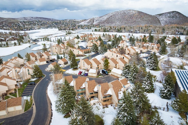 118 Davis Ct, Park City, UT 84060 - snowy aerial view with a mountain view and a residential view