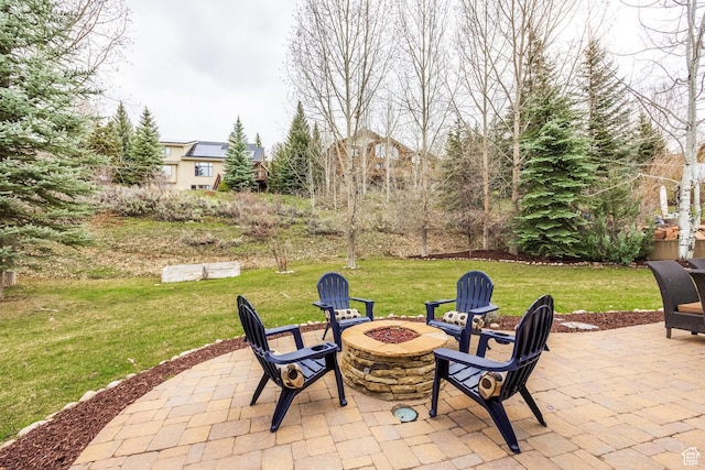 9106 N Upper Lando Ln, Park City, UT 84098 - view of patio / terrace with an outdoor fire pit