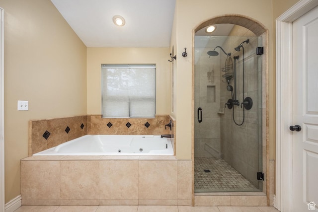 9106 N Upper Lando Ln, Park City, UT 84098 - full bath featuring a shower stall, a whirlpool tub, and tile patterned flooring