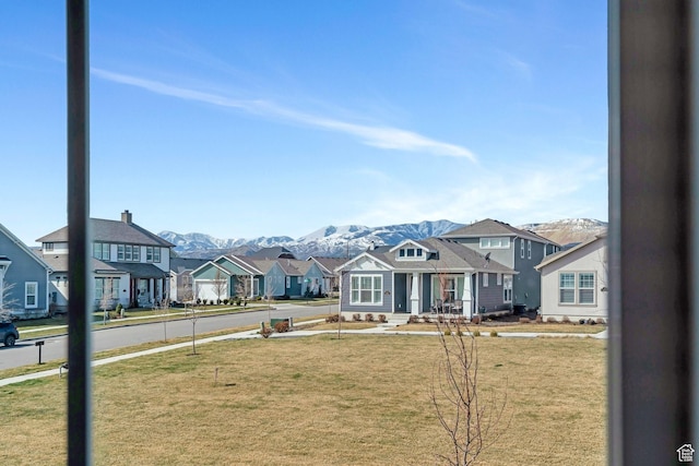 6156 W Poplar View Dr, South Jordan, UT 84009 - view of front of home with a mountain view, a front lawn, and a residential view