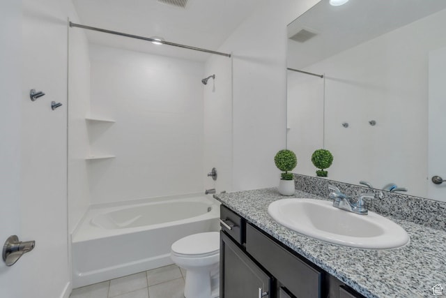 6156 W Poplar View Dr, South Jordan, UT 84009 - full bathroom featuring washtub / shower combination, visible vents, toilet, vanity, and tile patterned flooring