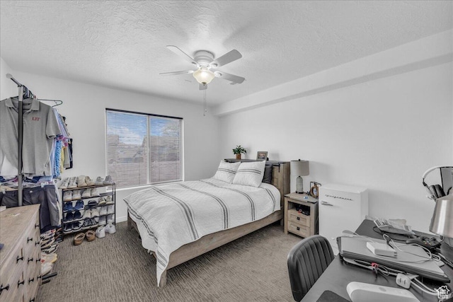 1277 W Las Hurdes Dr, St George, UT 84770 - carpeted bedroom with a textured ceiling and ceiling fan