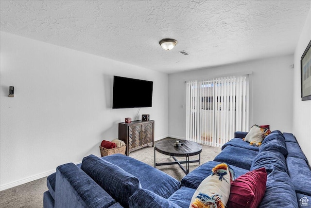 1277 W Las Hurdes Dr, St George, UT 84770 - living area with visible vents, baseboards, carpet flooring, and a textured ceiling