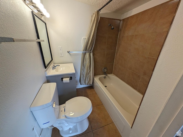 160 W 800 S, Payson, UT 84651 - full bath with shower / bath combination with curtain, toilet, a textured ceiling, vanity, and tile patterned floors