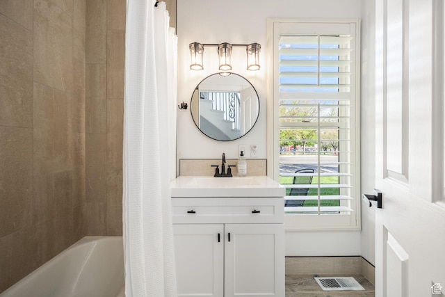827 E 1070 S, St George, UT 84790 - full bath with vanity, shower / bathtub combination with curtain, and visible vents