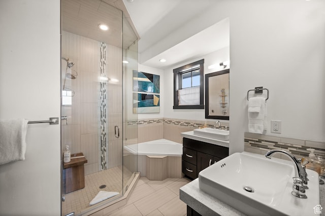 3700 Blackstone Dr Unit 9, Park City, UT 84098 - full bathroom with a shower stall, a bath, a sink, and tile patterned floors