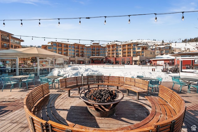 3700 Blackstone Dr Unit 9, Park City, UT 84098 - wooden terrace with a fire pit