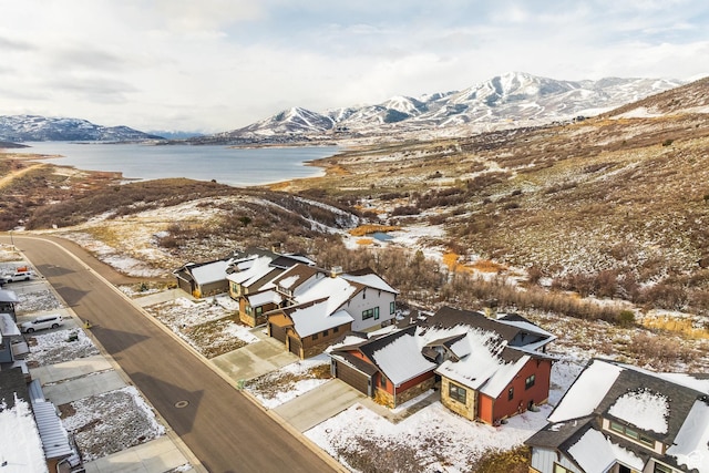 12709 N Belaview Way, Hideout, UT 84036 - snowy aerial view featuring a water and mountain view