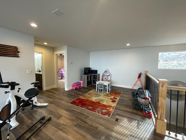3525 S Sweetwater Pkwy, Garden City, UT 84028 - exercise area with recessed lighting and wood finished floors