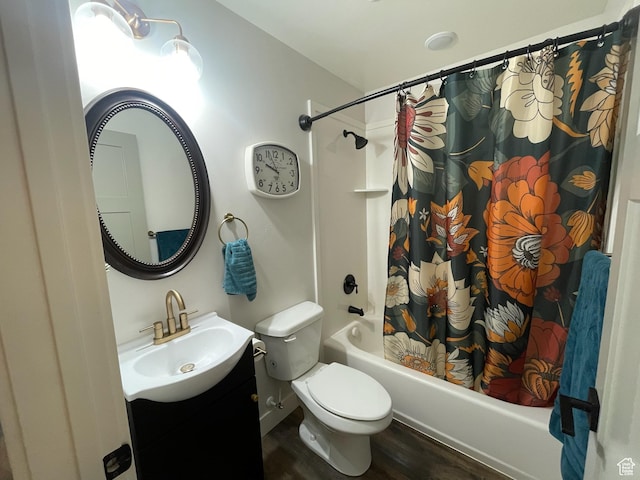 3525 S Sweetwater Pkwy, Garden City, UT 84028 - full bathroom featuring vanity, shower / tub combo, and wood finished floors