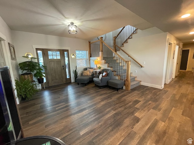 3525 S Sweetwater Pkwy, Garden City, UT 84028 - foyer with stairway, wood finished floors, and recessed lighting