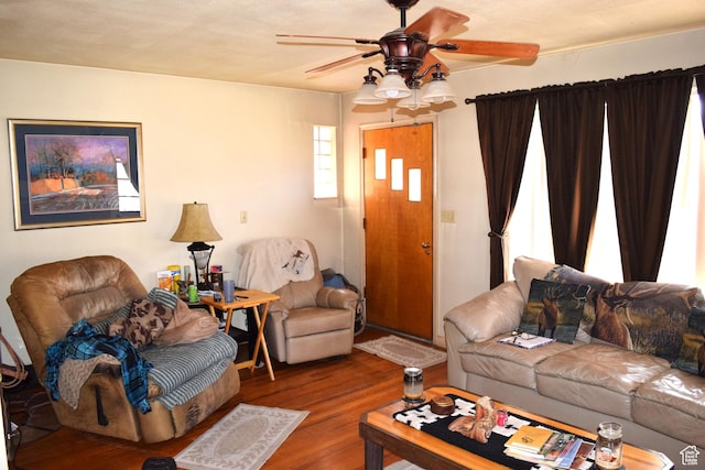 255 S Center St, Circleville, UT 84723 - living area featuring a ceiling fan and wood finished floors