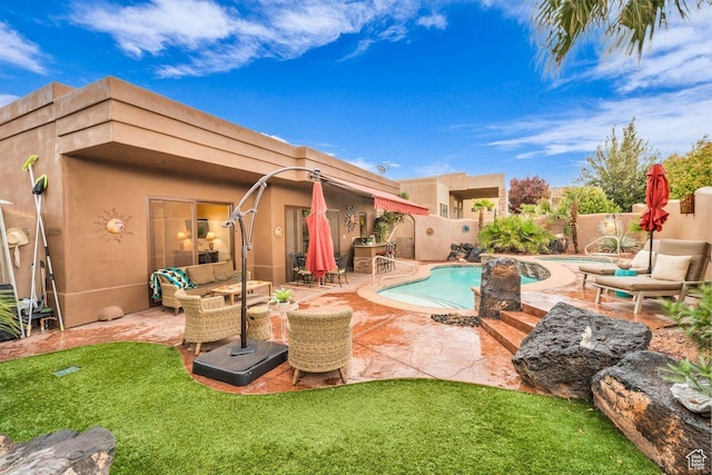 2090 N Tuweap Dr Unit 2, St George, UT 84770 - view of pool featuring a patio area, a fenced backyard, a fenced in pool, and a lawn
