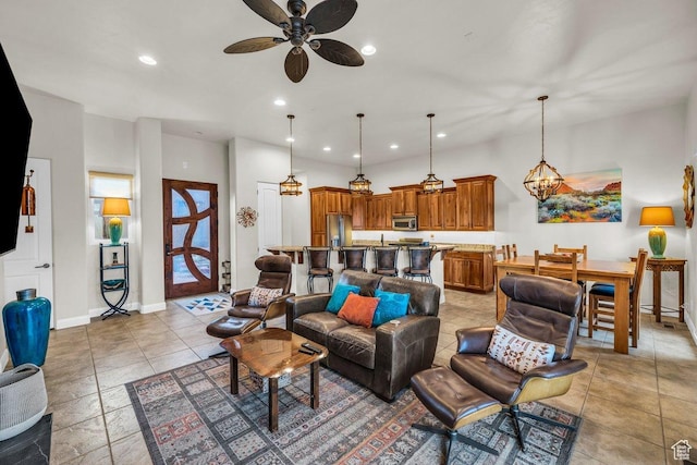 2090 N Tuweap Dr Unit 2, St George, UT 84770 - living area featuring baseboards, a ceiling fan, and recessed lighting