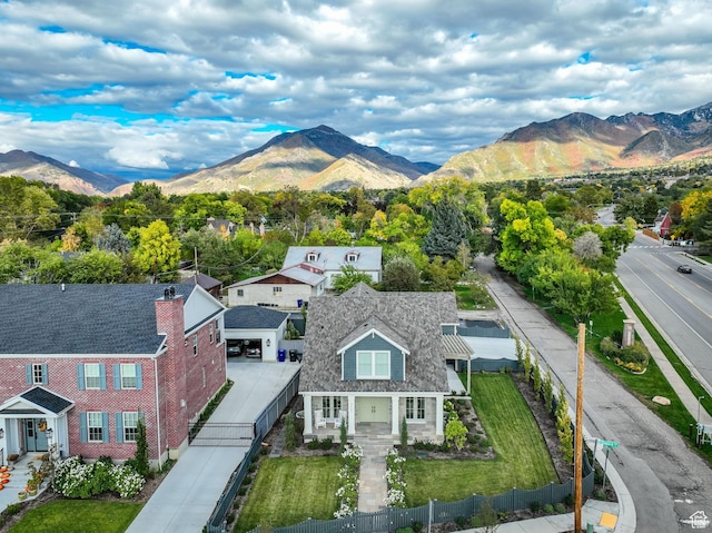 aerial view featuring a mountain view