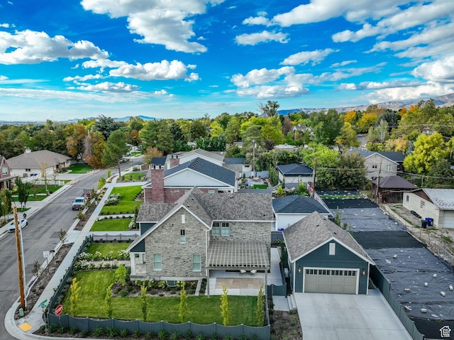 aerial view with a residential view
