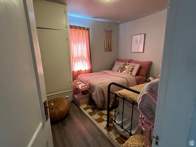 bedroom featuring dark wood-style floors