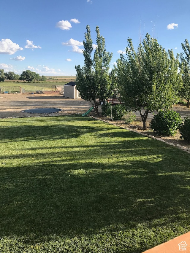 view of yard with an outdoor structure