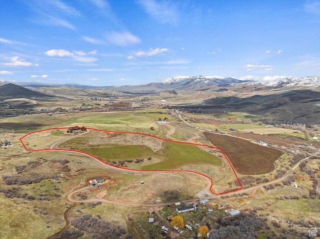 drone / aerial view with a mountain view
