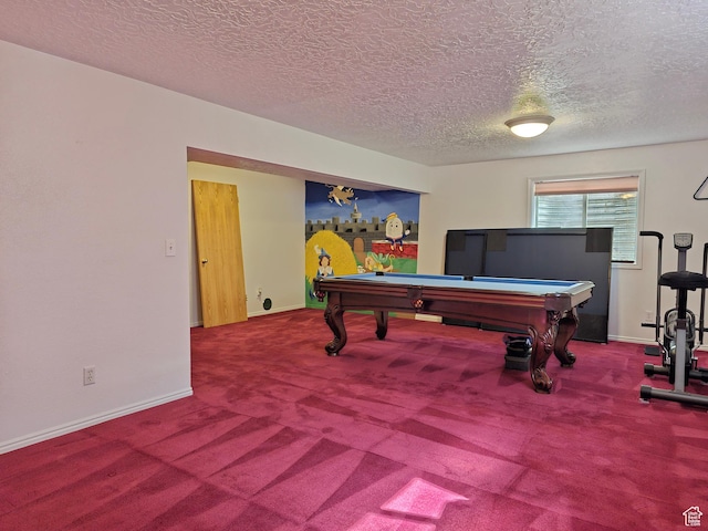 149 Toponce Dr, Evanston, WY 82930 - game room featuring baseboards, carpet, pool table, and a textured ceiling