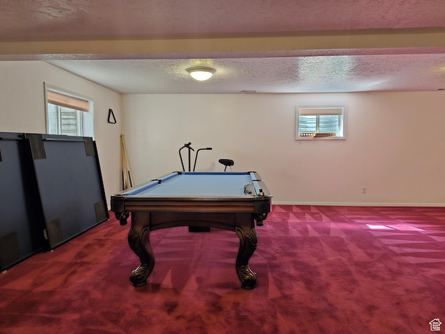 149 Toponce Dr, Evanston, WY 82930 - rec room with billiards, carpet, baseboards, and a textured ceiling