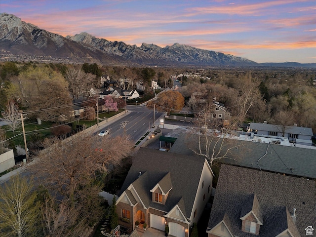 property view of mountains featuring a residential view