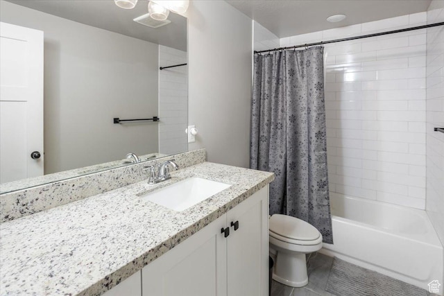 1379 E Hollyhock Ct, Layton, UT 84040 - full bath with shower / bath combo, vanity, visible vents, and toilet