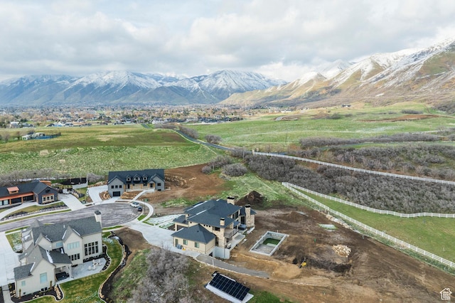 drone / aerial view with a rural view and a mountain view