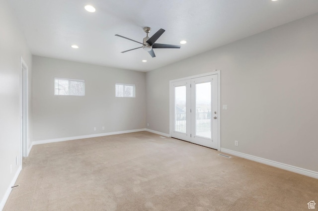 1278 E 530 N, American Fork, UT 84003 - empty room featuring ceiling fan, visible vents, recessed lighting, light carpet, and baseboards