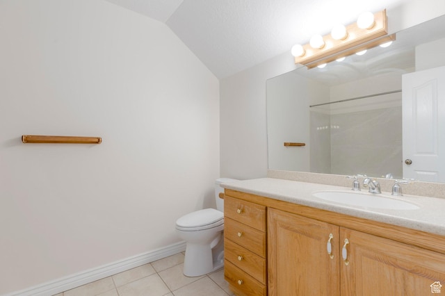 1278 E 530 N, American Fork, UT 84003 - full bath featuring vanity, tile patterned floors, walk in shower, toilet, and lofted ceiling